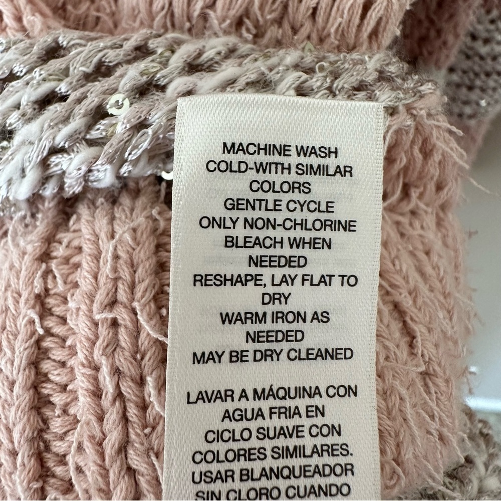 Chico’s Large (3) Pink Sweater Marley Sparkle Stripe Pullover Tunic Length Fall - Picture 9 of 9